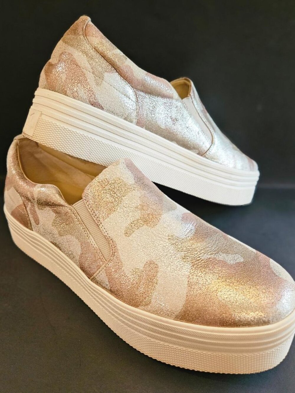 Marc Fischer metallic gold camo slip-on platform sneakers - 9M